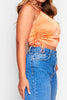 Burnt Orange Satin Ruched Side Cami Top