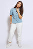 Light Wash Denim Half Sleeve Buttoned Shirt