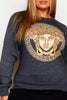 Grey Fleece Lined Medusa Printed Sweatshirt