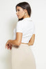 White Ribbed Crop Polo T-Shirt