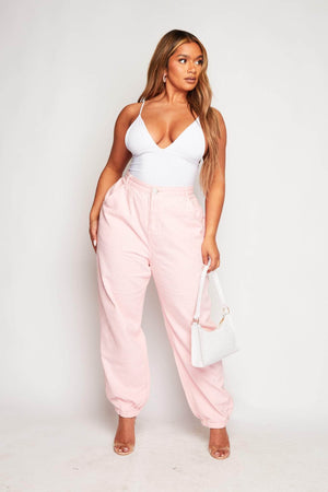 Plus+ Light Pink Denim Joggers