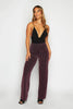 Black Glitter Stripe Rib Trousers