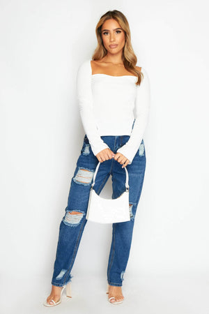 Plus+ Cat Scratch Distressed Mom Jeans