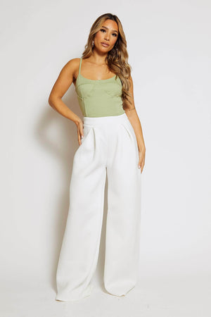 White Scuba Extreme Wide Leg Trousers