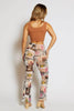 Multi Print Ruched Sheer Flare Trousers
