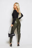 Khaki Pu Leather Leggings