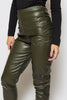 Khaki Pu Leather Leggings