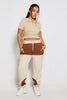 Chocolate Colour Block Tie Waist Joggers