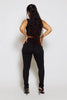 Black Front Lace Up Eylet Joggers