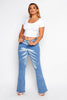 Wide Leg Denim Jeans with Star Prints