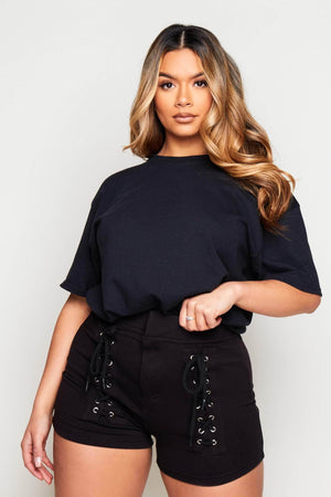 Black Eyelet Lace Up Shorts