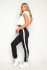 Black Slim Fit Joggers with White Stripe