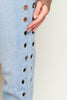 Light Wash Straight Leg Jeans with Eyelet Detailing