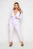 Lilac Stretch Split Front Trousers