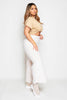 Cream Teddy Borg Wide Leg Trousers