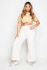 Cream Teddy Borg Wide Leg Trousers