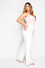 White Wrap Front Belted Wide Leg Trousers