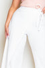 White Wrap Front Belted Wide Leg Trousers
