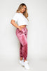 Pink Velvet Skinny Joggers