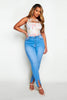 Petite Light Wash Split Front High Waist Skinny Jean