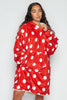 Red Polkadot Oversize Cozy Blanket Hoodie