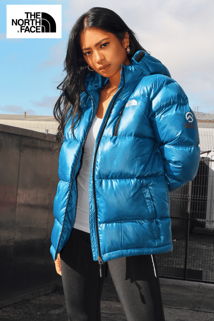 north face blue and black puffer jacket