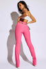 Hot Pink Textured Rib Thong Cut Out Flare Trousers