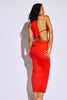 Red Cut Out Halter Neck Midaxi Dress