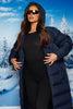 Navy Padded Hooded Long Puffer Coat