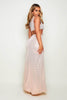 Gold Glitter Sequin Plunge Cut Out Split Maxi Dress