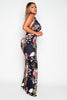 Black Floral High Neck Maxi Dress