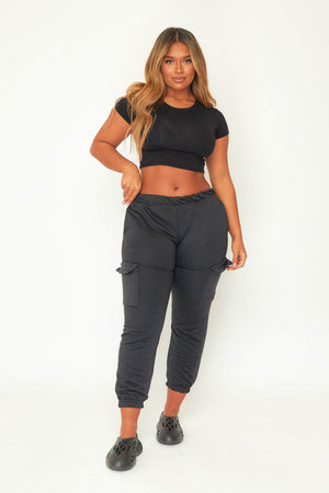 Petite Black Cargo Pocket Joggers