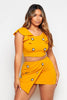 Mustard Buttoned Wrap Mini Skirt