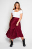 Wine Plisse Midi Skirt