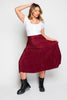 Wine Plisse Midi Skirt