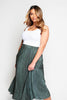 Green Plisse Midi Skirt