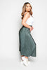 Green Plisse Midi Skirt