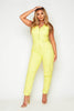 Yellow Belted Sleeveless Utility Cotton Jumpsuit