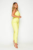 Yellow Belted Sleeveless Utility Cotton Jumpsuit