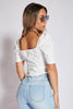 White Stretch Soft Denim Zip Up Bustier Top