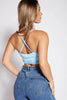 Blue Slinky Cut Out Front Tie Halter Bralet