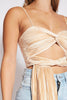 Champagne Plisse Cut Out Crop Top