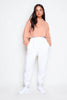 Peach Cropped Hoodie with Wide Sleeves