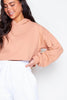 Peach Cropped Hoodie with Wide Sleeves