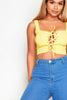 Yellow Front Lace Up Sleeveless Crop Top