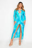 Green Tie Dye Sheer Split Front Kaftan