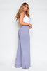 Grey Jersey Ruched Waist Wide Leg Trousers