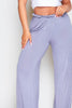 Grey Jersey Ruched Waist Wide Leg Trousers