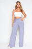 Grey Jersey Ruched Waist Wide Leg Trousers