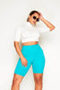 Turquoise Cotton Panelled Cycling Shorts